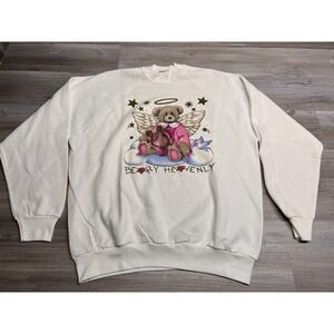 Vintage Granny Sweatshirt Sz XL Teddy Bear Angel‎ Beary Heavenly 90s Made in USA